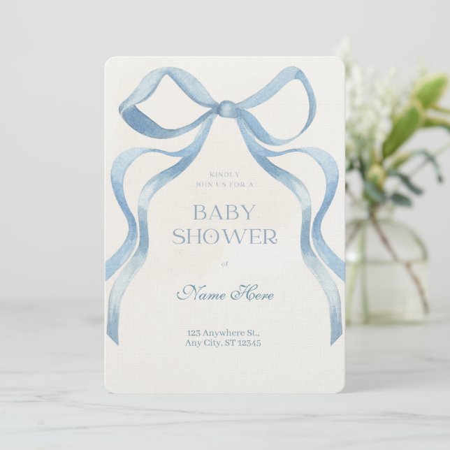 Invitación Ducha de Bebé Niño  (Anverso de pie)