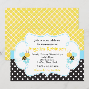 Invitación Ducha de bebé niño abeja amarilla y negra