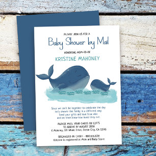 Invitación Ducha de bebé Niño Acuarela de Ballena Feliz por c