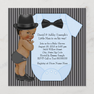 Invitación Ducha de bebé niño afroamericano