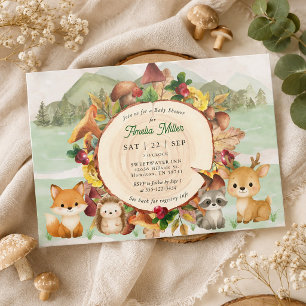 Invitación Ducha de Bebé Niño Animales del Bosque