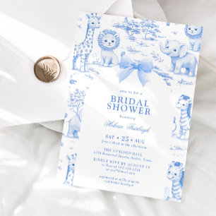Invitación Ducha de Bebé Niño Arcoíris Azul Toile De Jouy Saf