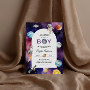 Invitación Ducha de Bebé Niño Astronauta Espacial Houston