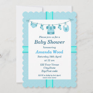 Invitación Ducha de Bebé Niño Azul