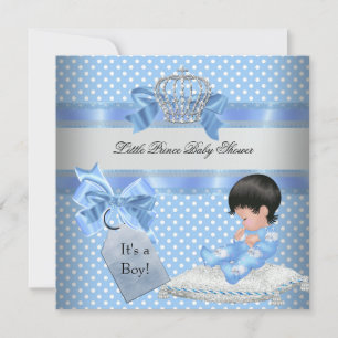 Invitación Ducha de Bebé Niño Azul Corona de Principito