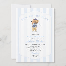 Invitación Ducha de bebé niño azul golf nuevo en el club