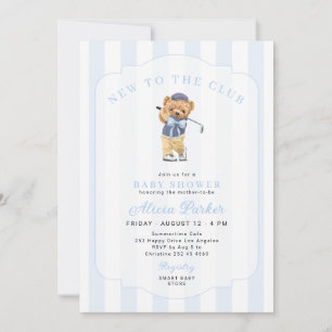 Invitación Ducha de bebé niño azul golf nuevo en el club