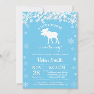 Invitación Ducha de bebé niño azul invierno Reno Copic Baby S
