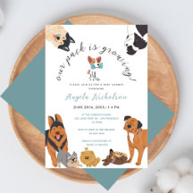 Ducha de bebé niño azul polvoriento con perritos d