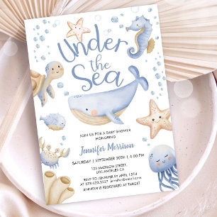 Invitación Ducha de Bebé Niño Bajo El Mar Azul