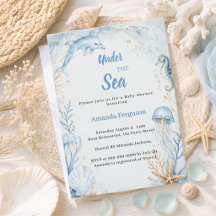 Ducha de bebé niño Bajo el mar océano azul