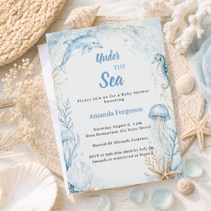 Invitación Ducha de bebé niño Bajo el mar océano azul