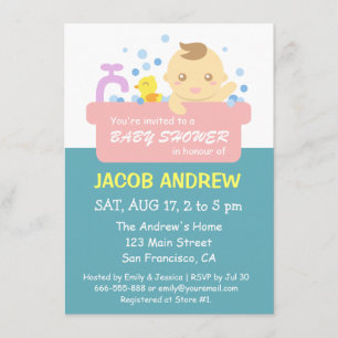 Invitación Ducha de Bebé Niño Baño de Burbujas Adorable