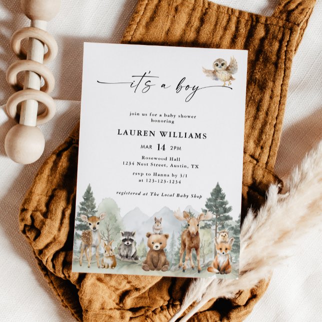 Invitación Ducha de Bebé Niño Bosque Animales del Bosque Mode (Subido por el creador)