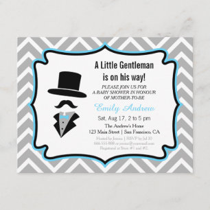 Invitación Ducha de bebé niño caballero pequeño bigote