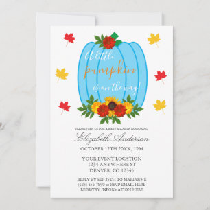 Invitación Ducha de bebé niño calabacita otoñal