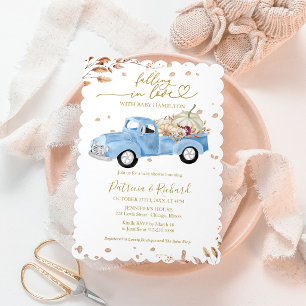 Invitación Ducha de bebé niño Camión Azul Enamorándose