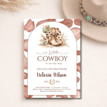 Ducha de bebé niño con estampado western de vaquer