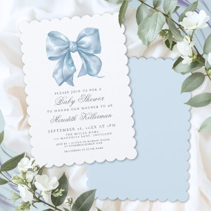 Invitación Ducha de Bebé Niño con Lazo Azul