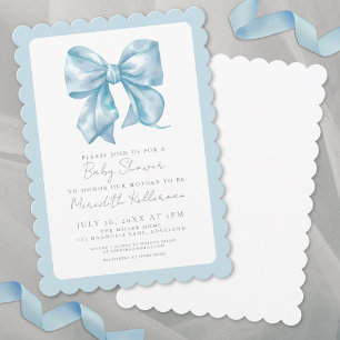 Invitación Ducha de Bebé Niño con Lazo Azul