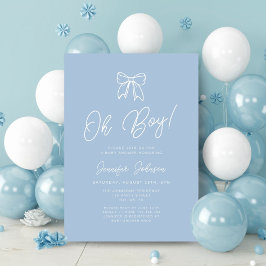Invitación Ducha de bebé niño con lazo coqueto azul bebé