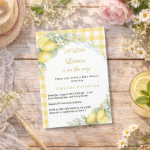 Ducha de bebé niño con limón cítrico y lazo azul a