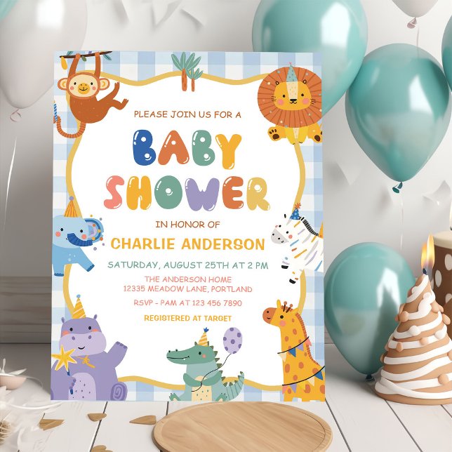 Invitación Ducha de bebé niño de animales de safari (Subido por el creador)
