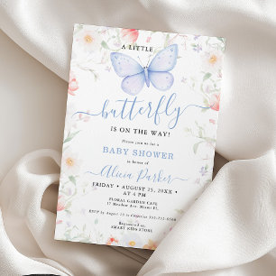 Invitación Ducha de bebé niño de flor silvestre de mariposa p