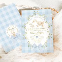 Ducha de bebé niño de gingham azul Silly Goose
