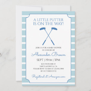 Invitación Ducha de bebé niño de Golf con Rayas Azules