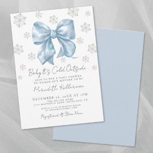 Invitación Ducha de Bebé Niño de Invierno con Lazo Azul