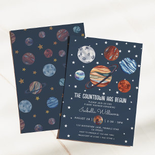 Invitación Ducha de bebé niño de planetas del espacio exterio