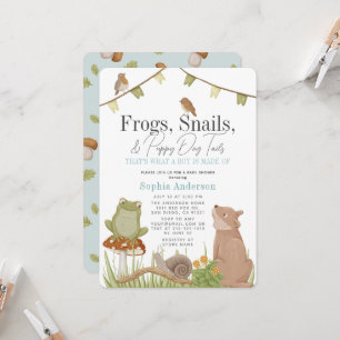 Invitación Ducha de Bebé Niño de Ranas Caracoles y Colas de P