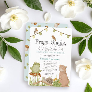Invitación Ducha de Bebé Niño de Ranas Caracoles y Colas de P
