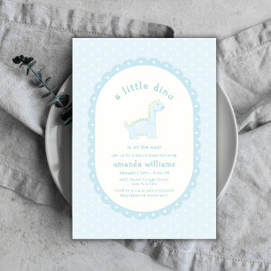 Invitación Ducha de bebé niño dinosaurio prehistórico azul pa