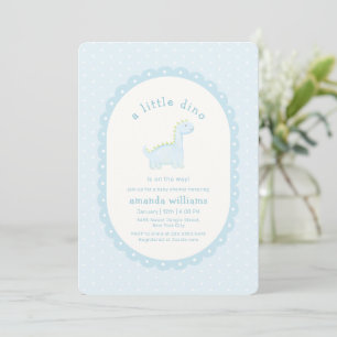 Invitación Ducha de bebé niño dinosaurio prehistórico azul pa