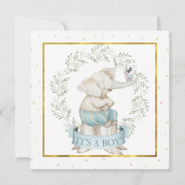 Invitación Ducha de bebé niño elefante