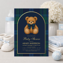 Ducha de Bebé Niño Elegante Oso de Peluche Arco Cu