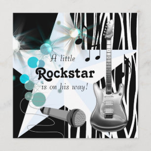 Invitación Ducha de bebé niño estrella de rock