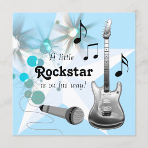 Invitación Ducha de bebé niño estrella de rock