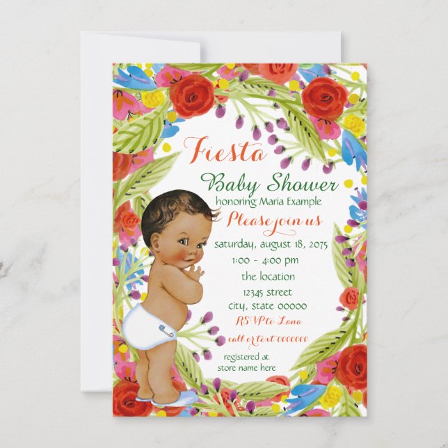 Invitación Ducha de bebé niño Fiesta Mexicana (Anverso)