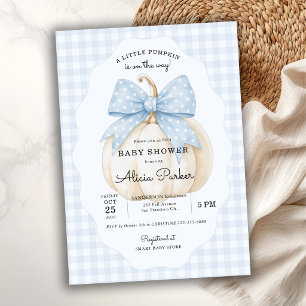 Invitación Ducha de bebé niño lazo azul calabacita