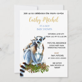 Invitación Ducha de bebé niño Lemurs