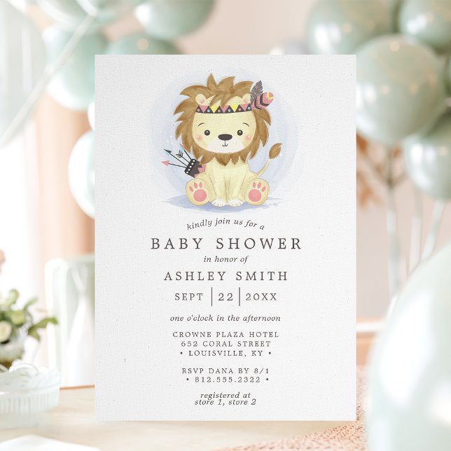 Invitación Ducha de Bebé Niño León Tribal Boho (Subido por el creador)