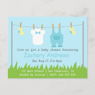 Invitación Ducha de bebé niño lindo con ropa de bebé