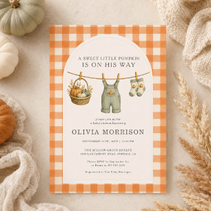 Invitación Ducha de bebé niño Little Pumpkin Fall Clothesline