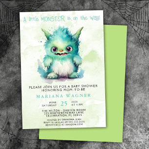 Invitación Ducha de bebé niño monstruito de Halloween