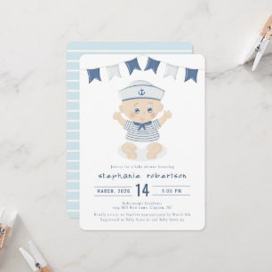 Invitación Ducha de bebé niño náutico