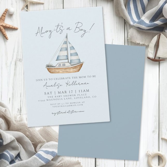 Invitación Ducha de Bebé Niño Náutico (Nautical Boy Baby Shower Invitation)