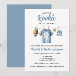Invitación Ducha de bebé niño novato de fútbol americano